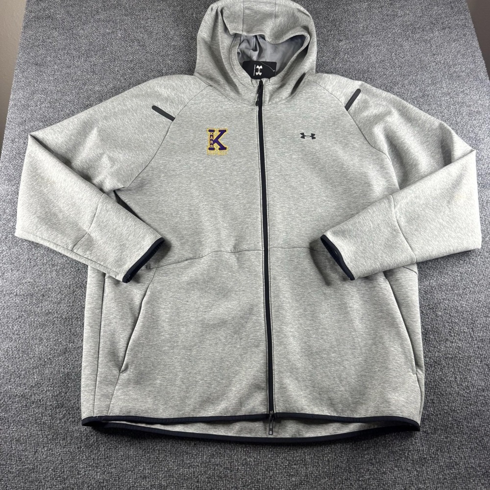 Under Armour Hoodie Mens 4XL Gray Full Zip Sweatshirt Edna Karr Football Logo